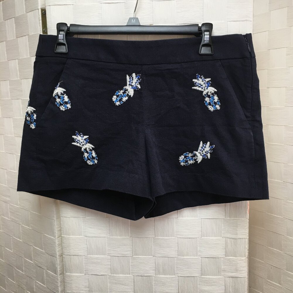 Loft embroidered and beaded pineapple shorts size 2